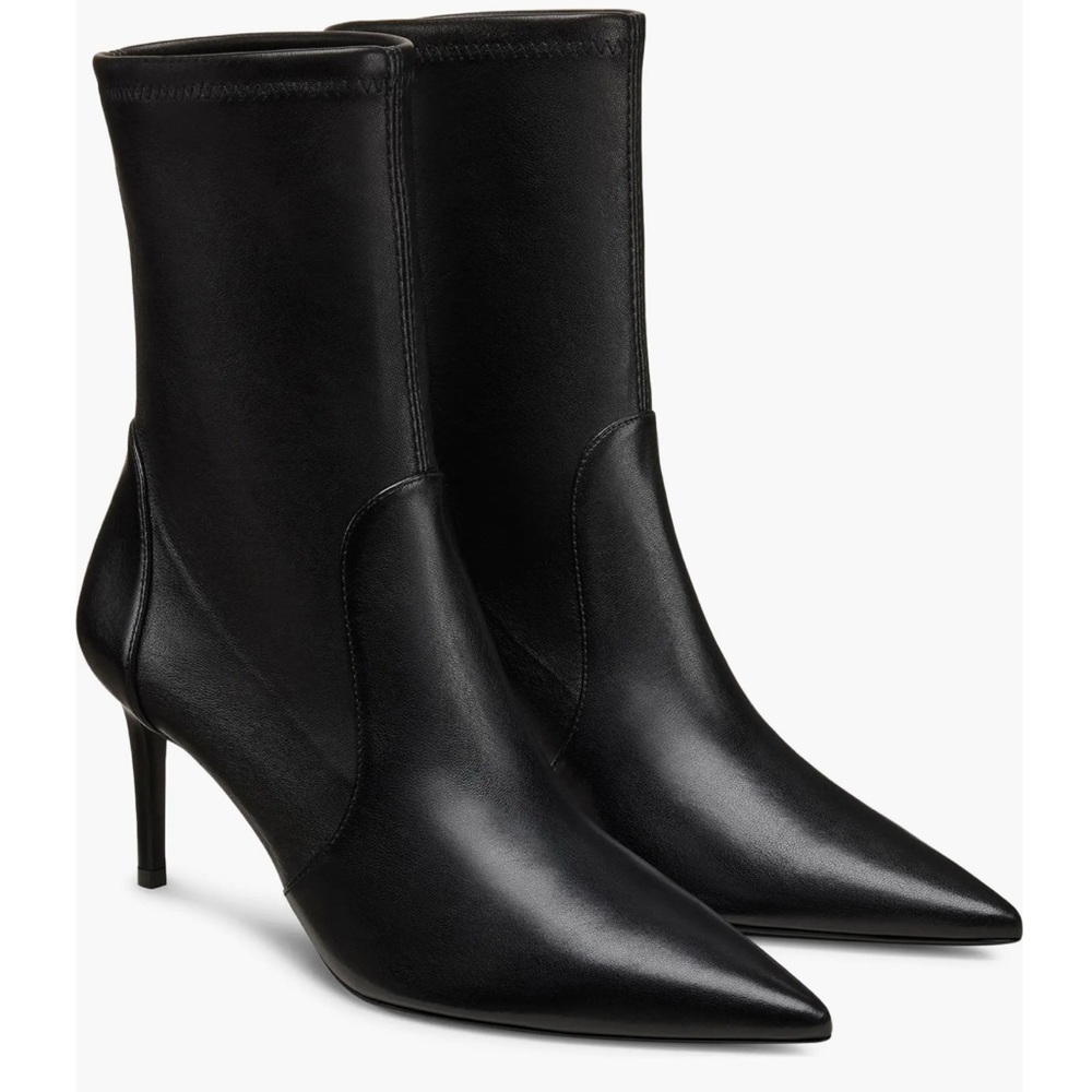 Stuart Weitzman Bootie Pointed Toe Black Stretch … - image 1
